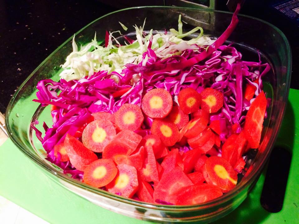 Raw Rainbow Coleslaw with Cashew Dressing