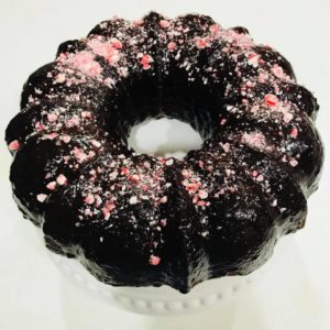 Vegan Chocolate Candy Cane Bundt Cake
